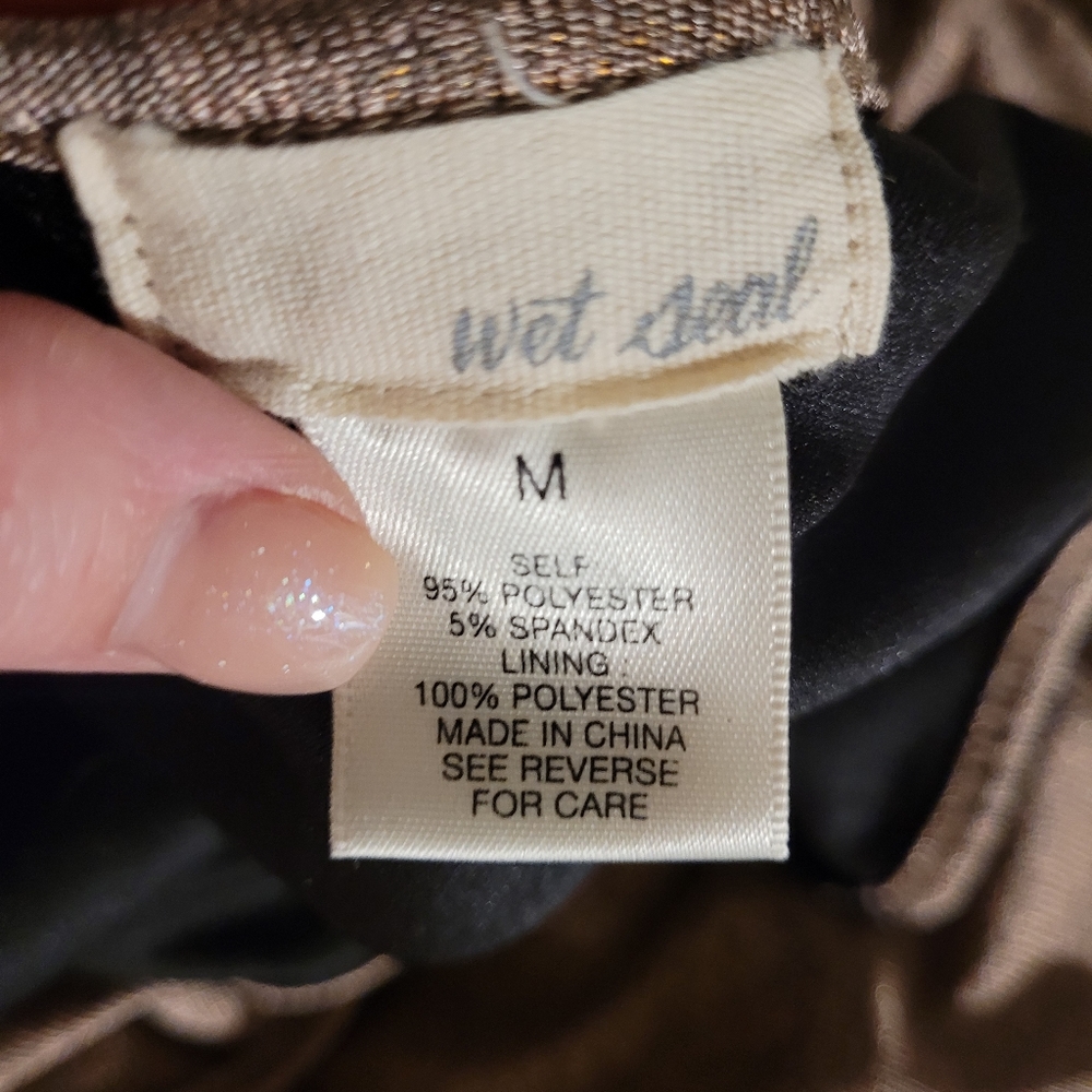 Wet Seal Slip Dress Metallic Pink with Slit - Picture 2 of 7